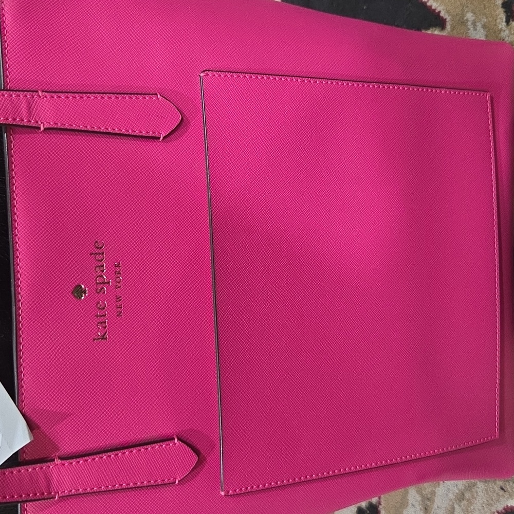 💕🔹️Kate Spade 🔹️Daily Leather Tote Kate Spade Saffiano PVC Deep Hibis (Pink) - Picture 4 of 6